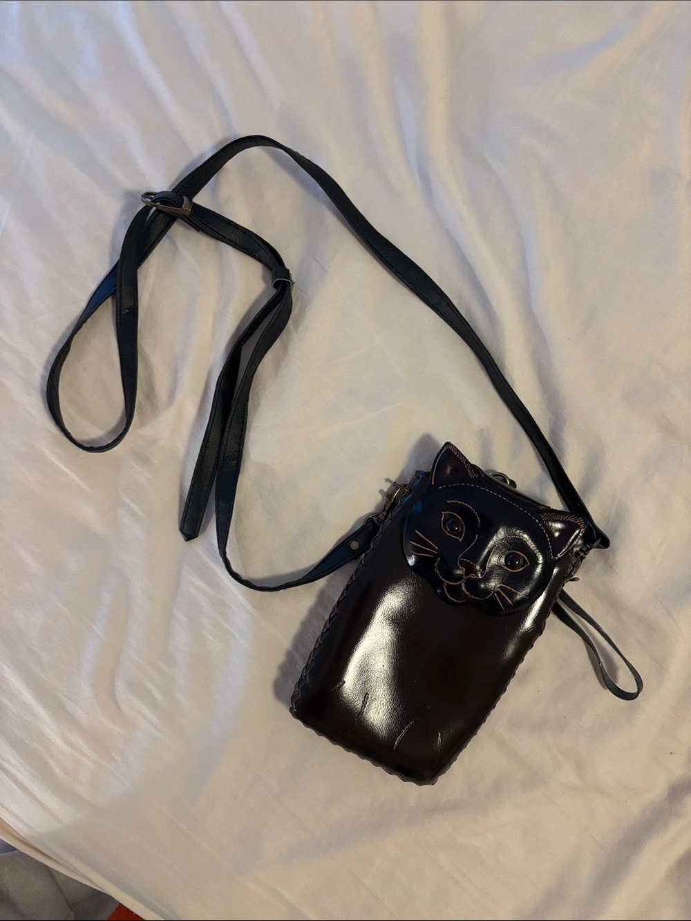 Cat Face Crossbody Phone Bag - Dark Brown